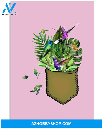 hummingbird flower pocket poster