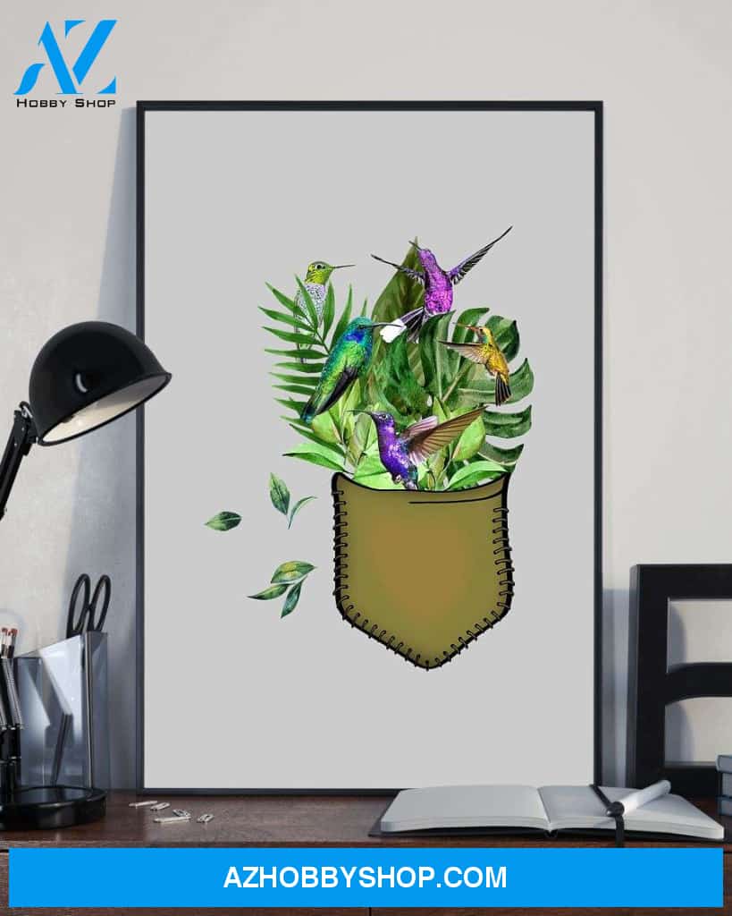 hummingbird flower pocket poster