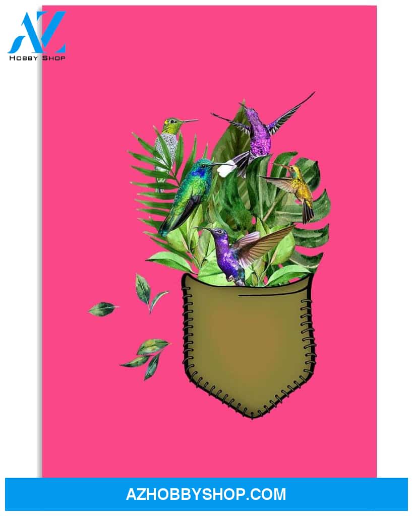 hummingbird flower pocket poster