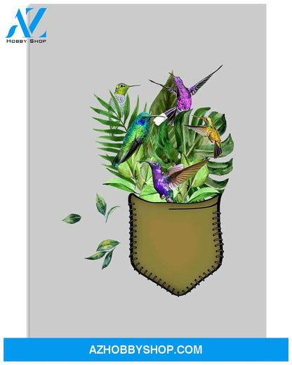 hummingbird flower pocket poster
