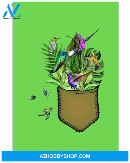 hummingbird flower pocket poster