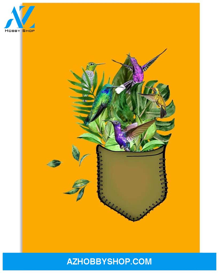 hummingbird flower pocket poster