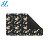 Hummingbird Flower Themed Print Rubber Doormat