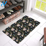 Hummingbird Flower Themed Print Rubber Doormat