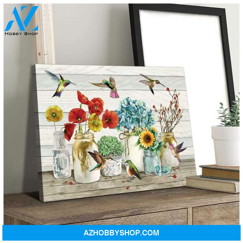 Hummingbird Flower Wall Art Canvas