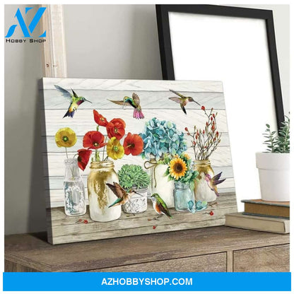 Hummingbird Flower Wall Art Canvas