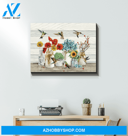 Hummingbird Flowers Canvas Wall Art