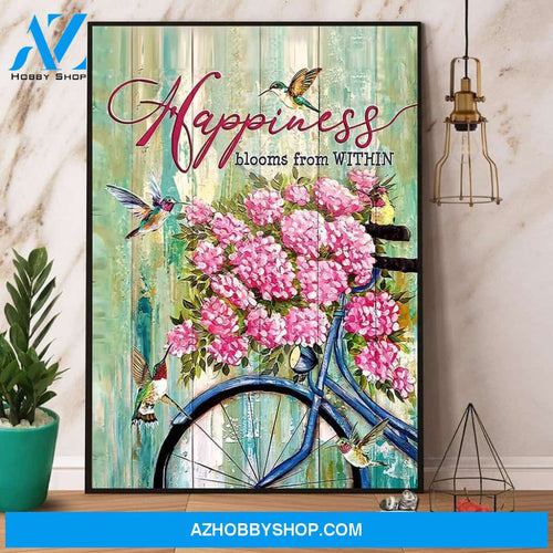 Hummingbird Flowers Happiness Blooms From Within Poster Canvas Wall Decor Visual Art