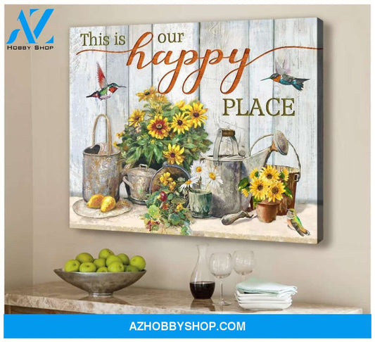 Hummingbird Garden Premium Wall Art Canvas - This Is Our Happy Place Premium Canvas