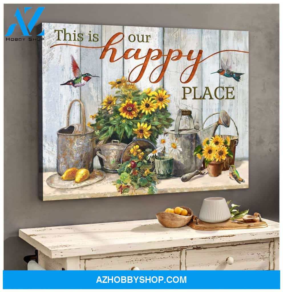 Hummingbird Garden Premium Wall Art Canvas - This Is Our Happy Place Premium Canvas