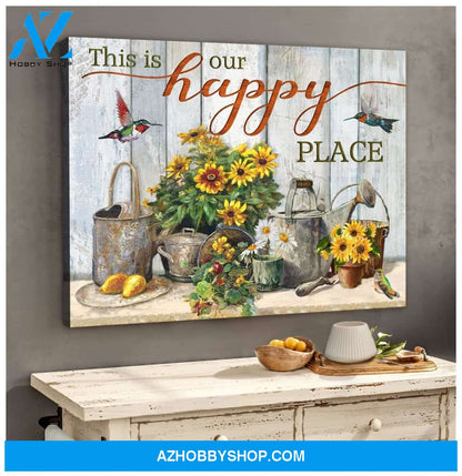 Hummingbird Garden Premium Wall Art Canvas - This Is Our Happy Place Premium Canvas