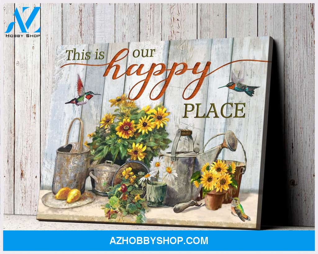 Hummingbird Garden Premium Wall Art Canvas - This Is Our Happy Place Premium Canvas