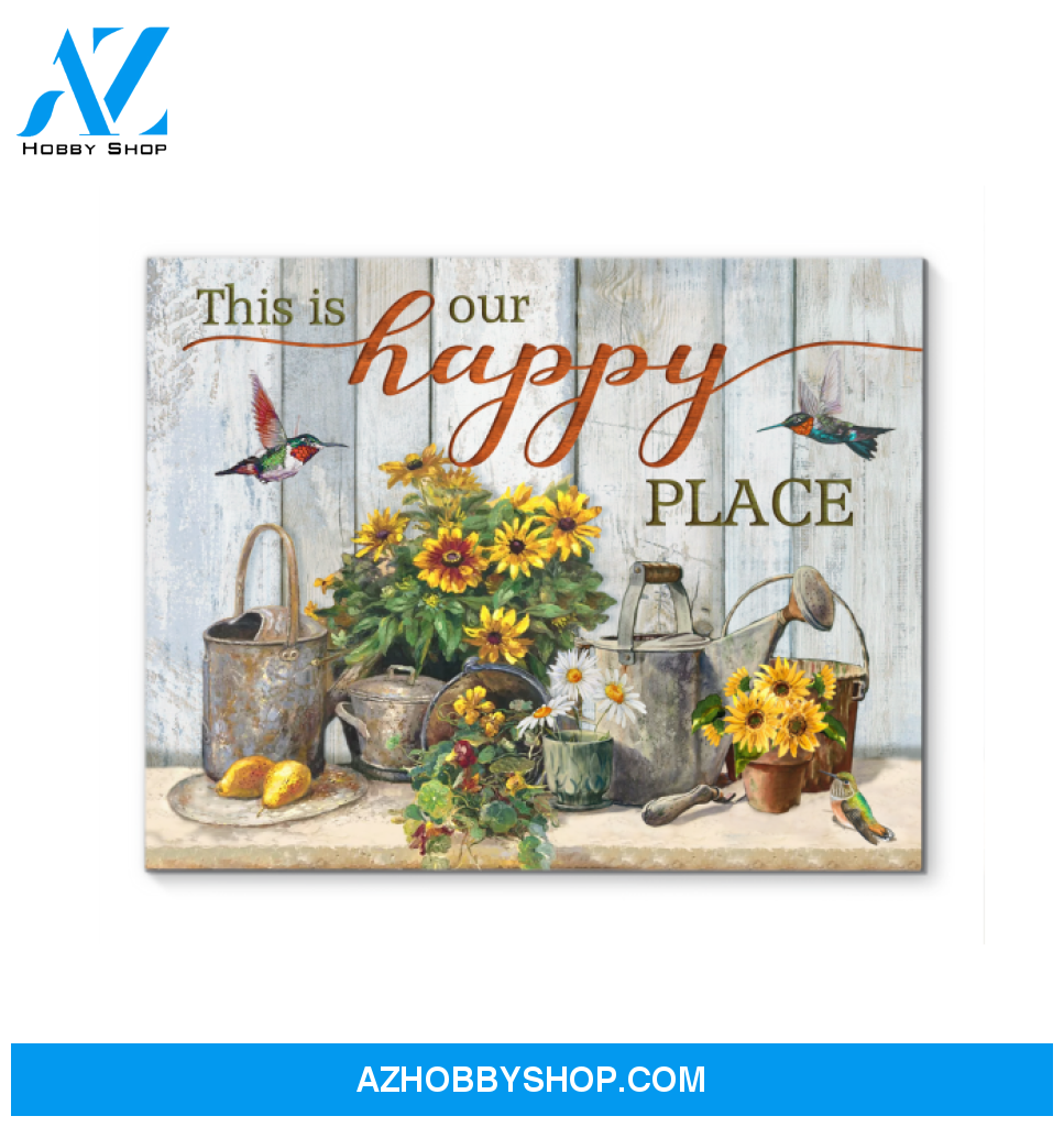 Hummingbird Garden Premium Wall Art Canvas - This Is Our Happy Place Premium Canvas
