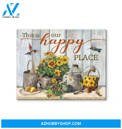 Hummingbird Garden Premium Wall Art Canvas - This Is Our Happy Place Premium Canvas