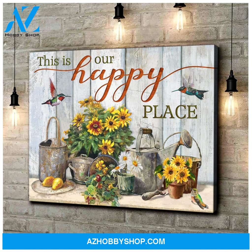 Hummingbird Garden Premium Wall Art Canvas - This Is Our Happy Place Premium Canvas