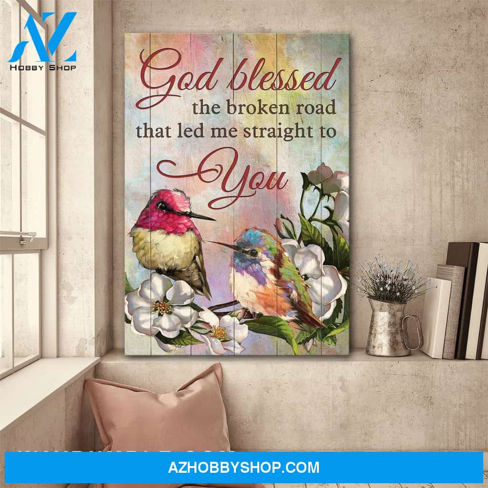 Hummingbird - God blessed the broken road Jesus Portrait Canvas Prints, Wall Art