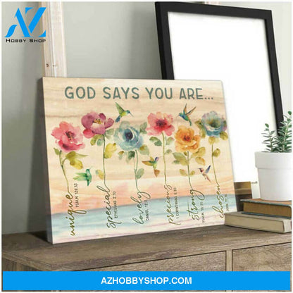 Hummingbird God Says Canvas Wall Art Decor, gifts for hummingbird lovers canvas