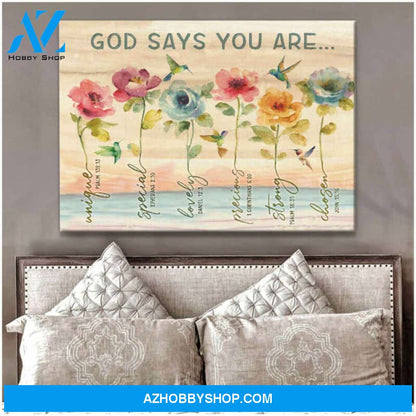 Hummingbird God Says Canvas Wall Art Decor, gifts for hummingbird lovers canvas
