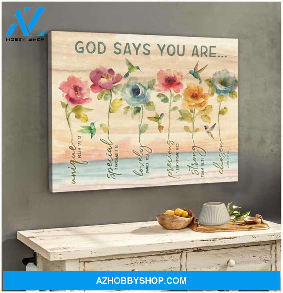 Hummingbird God Says Canvas Wall Art Decor, gifts for hummingbird lovers canvas