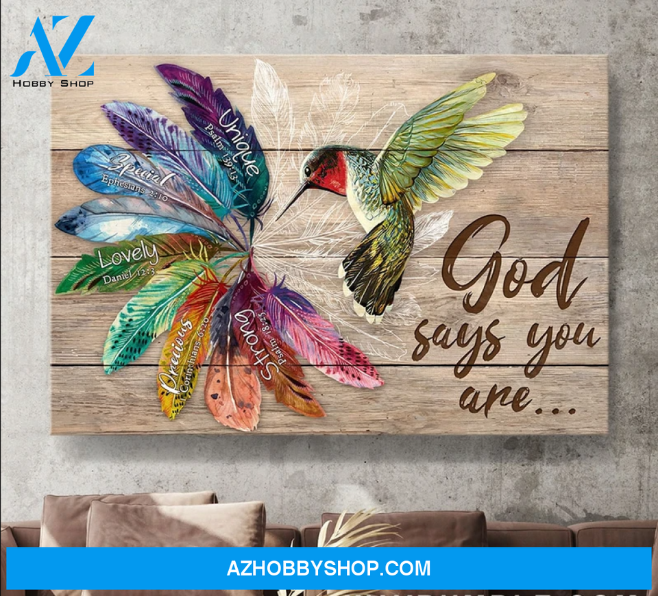 Hummingbird God says you are rainbow feathers - Matte Canvas (1.25")