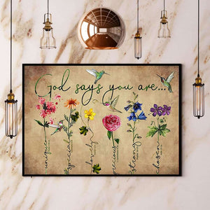 Hummingbird God Says You Are Unique Special Paper Poster No Frame Matte Canvas Wall Decor