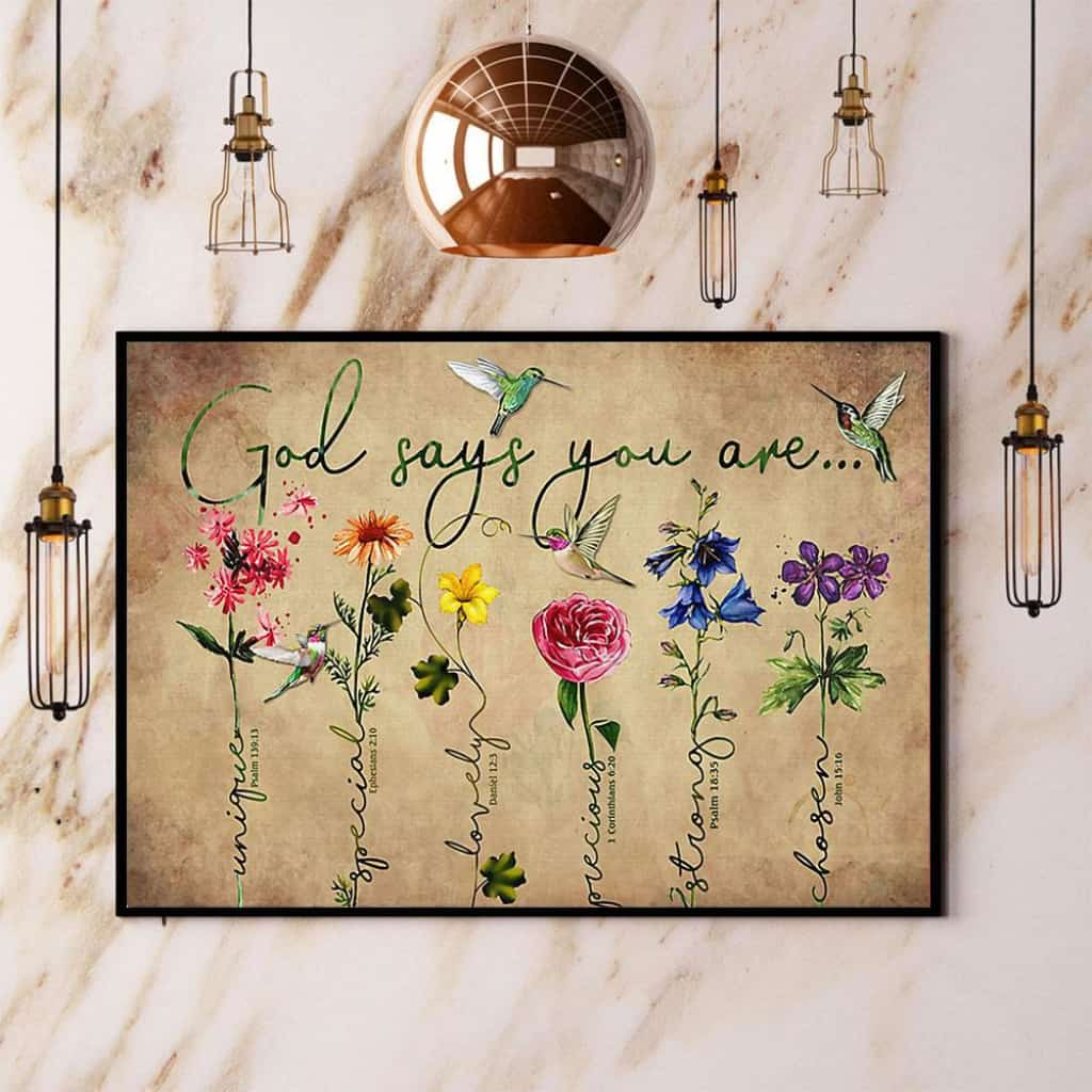 Hummingbird God Says You Are Unique Special Paper Poster No Frame Matte Canvas Wall Decor