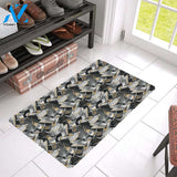Hummingbird Gold Design Themed Print Rubber Doormat
