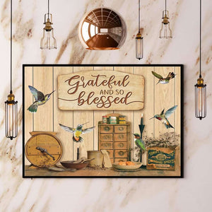 Hummingbird Grateful And So Blessed Paper Poster No Frame Matte Canvas Wall Decor