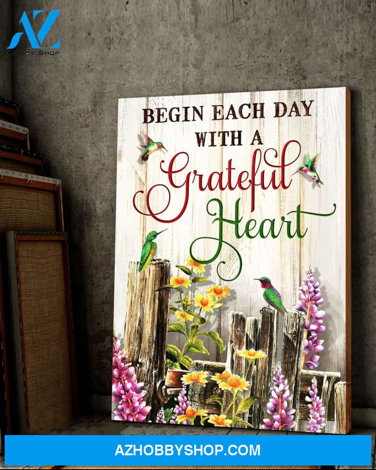 Hummingbird Grateful heart Premium Canvas Wall Art
