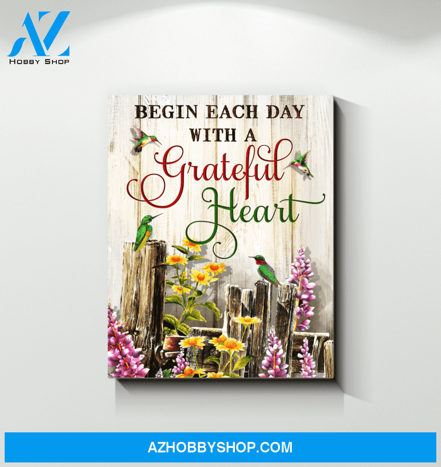 Hummingbird Grateful heart Premium Canvas Wall Art