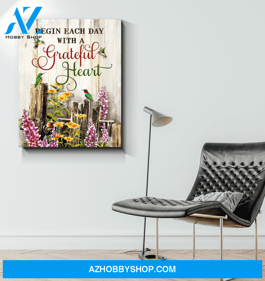Hummingbird Grateful heart Premium Canvas Wall Art