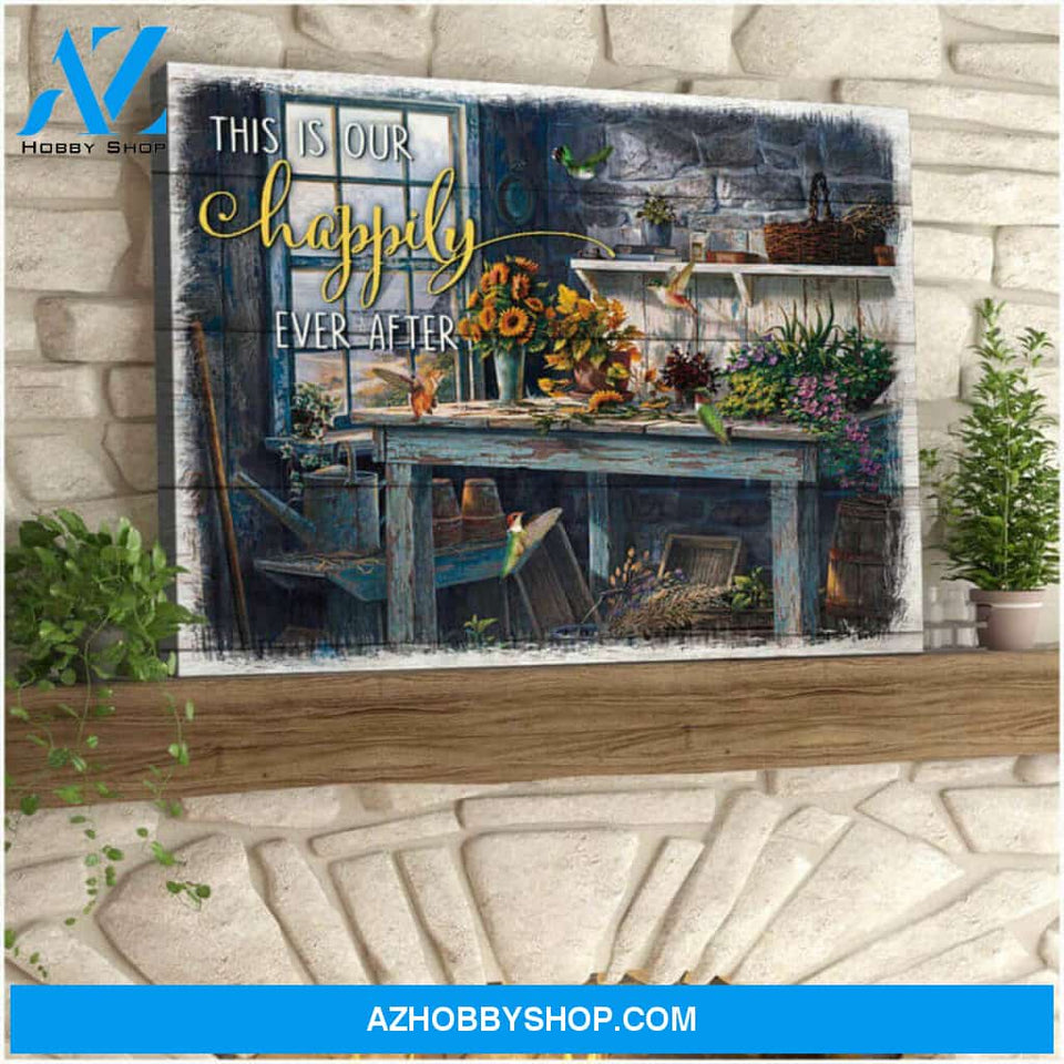 Hummingbird Happily Premium Canvas Wall Art