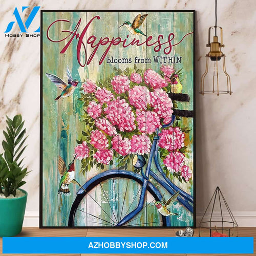 Hummingbird Happiness Blooms From Within Canvas And Poster, Wall Decor Visual Art