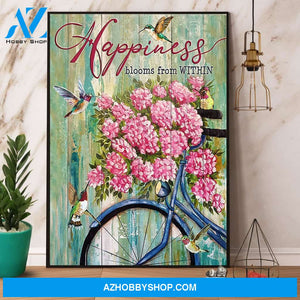 Hummingbird Happiness Blooms From Within Canvas And Poster, Wall Decor Visual Art
