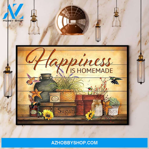 Hummingbird Happiness Is Homemade Canvas And Poster, Wall Decor Visual Art 1