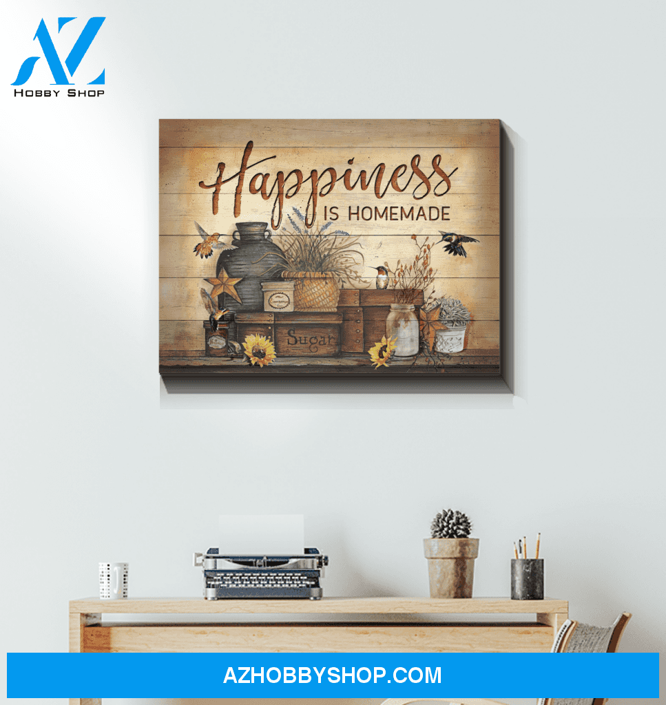 Hummingbird Happiness Is Homemade Canvas Wall Art