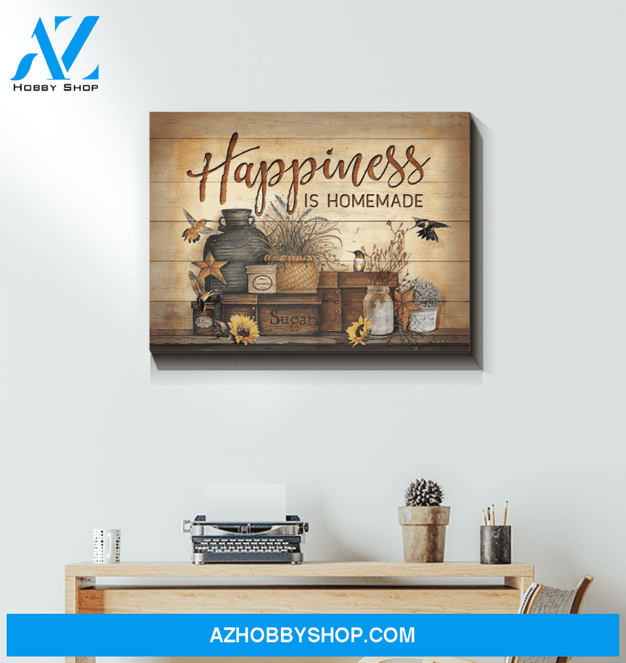 Hummingbird Happiness Is Homemade Canvas Wall Art