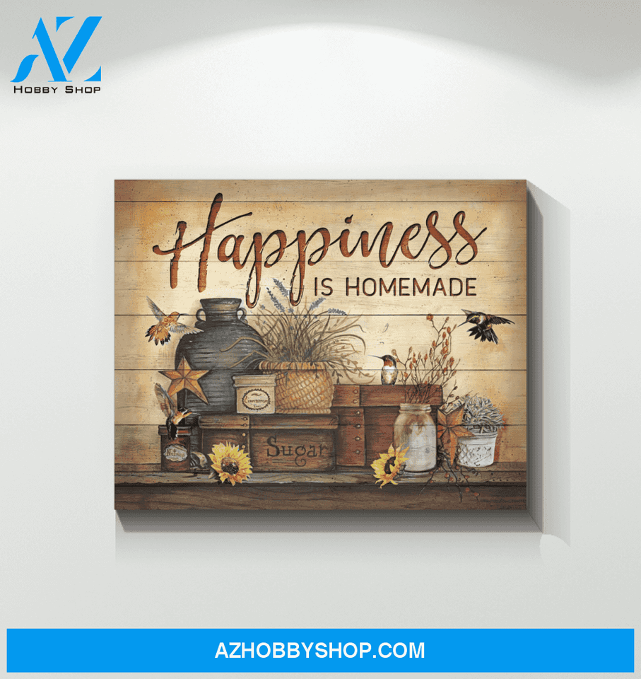 Hummingbird Happiness Is Homemade Canvas Wall Art