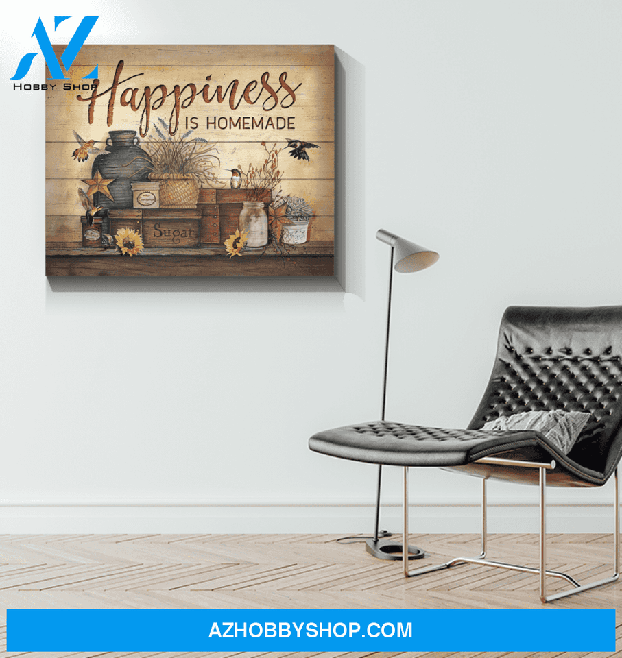 Hummingbird Happiness Is Homemade Canvas Wall Art