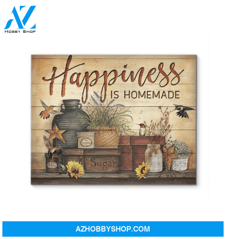 Hummingbird Happiness Is Homemade Canvas Wall Art
