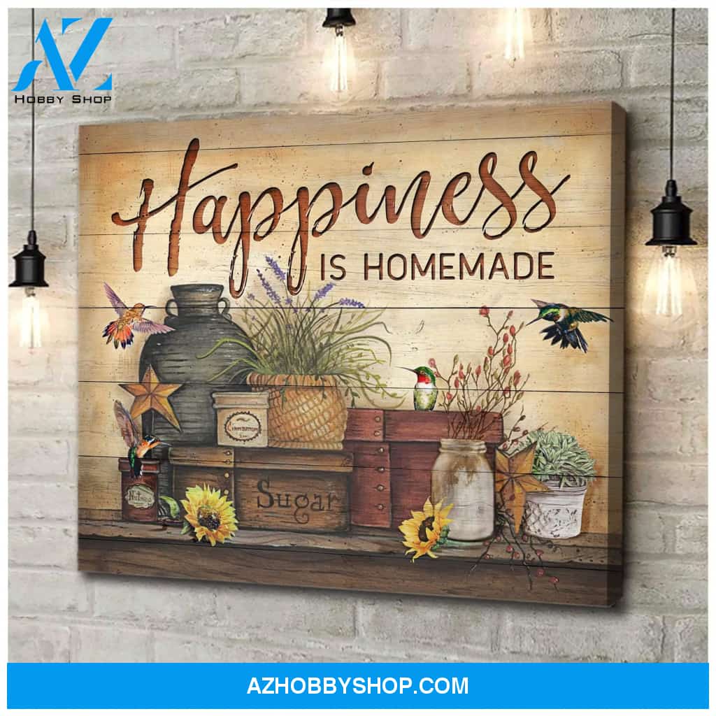 Hummingbird Happiness Is Homemade Canvas Wall Art