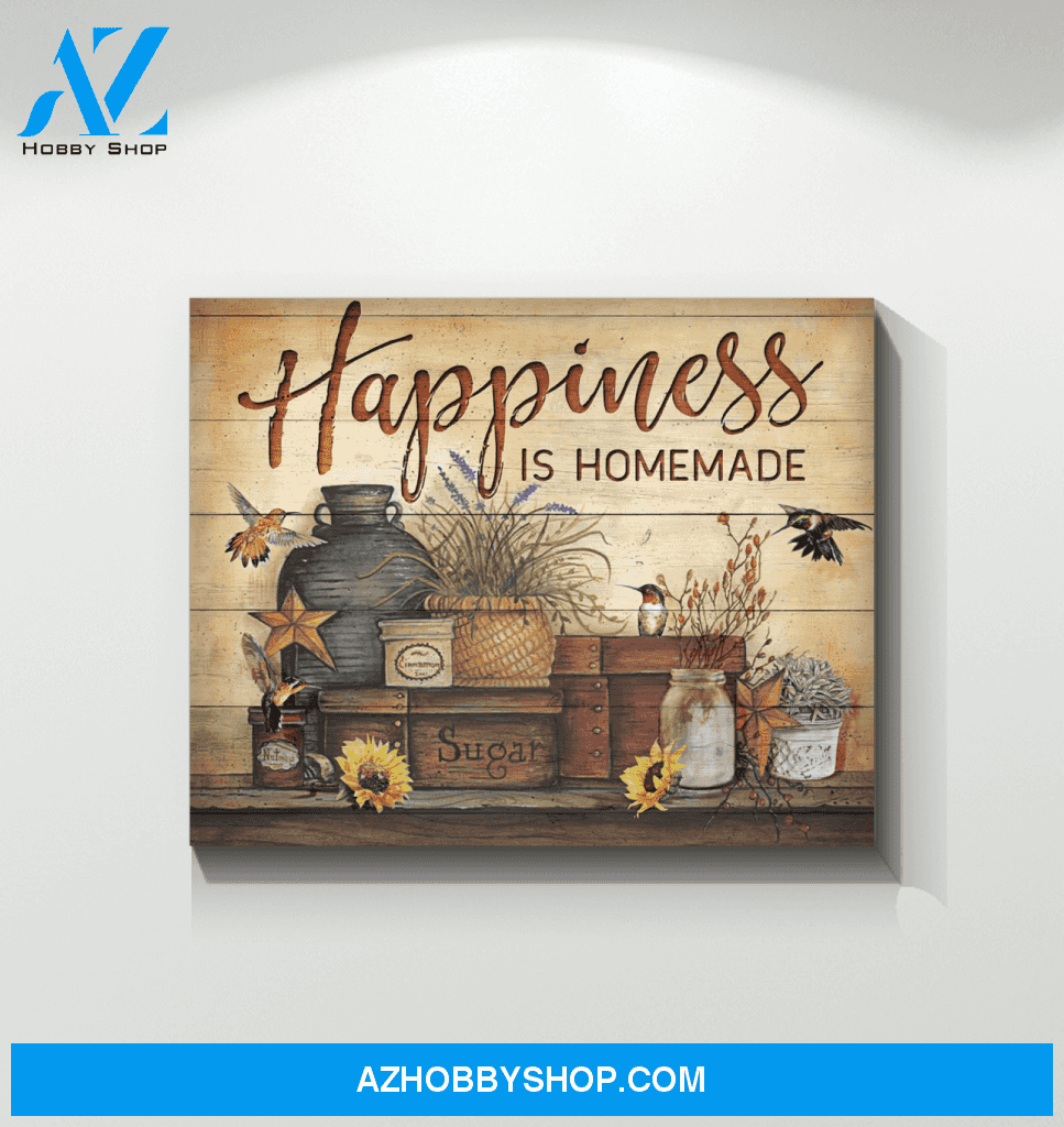 Hummingbird Happiness Is Homemade Canvas Wall Art