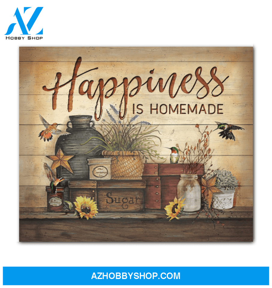 Hummingbird Happiness Is Homemade Canvas Wall Art