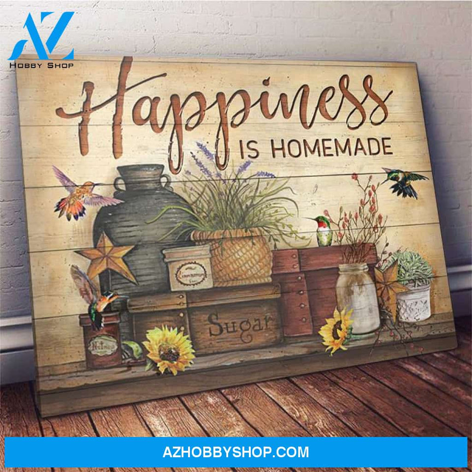 Hummingbird Happiness Is Homemade Canvas Wall Art