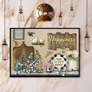 Hummingbird Happiness Is Homemade Home Sweet Home Paper Poster No Frame Matte Canvas Wall Decor