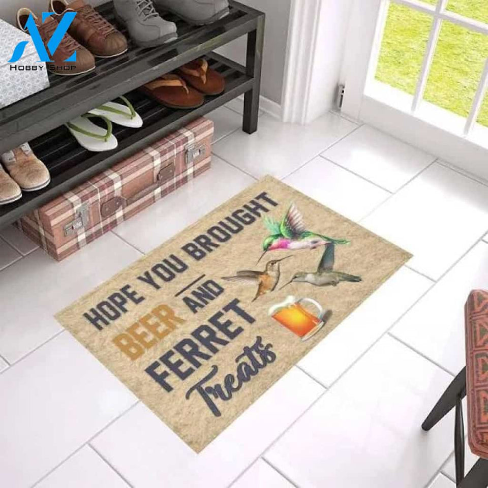 Hummingbird Hope You Brought Beer And Ferret Treats Doormat Home Decor Doormat Warm House Gift Welcome Mat Gift for Friend Family