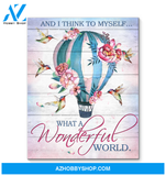 Hummingbird Hot Air Balloon Premium Wall Art Canvas