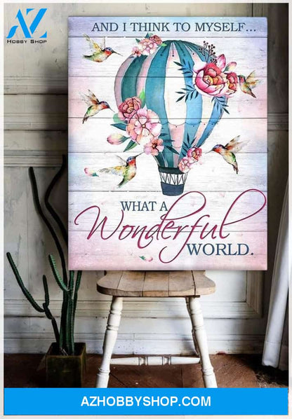 Hummingbird Hot Air Balloon Premium Wall Art Canvas