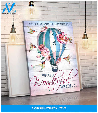 Hummingbird Hot Air Balloon Premium Wall Art Canvas