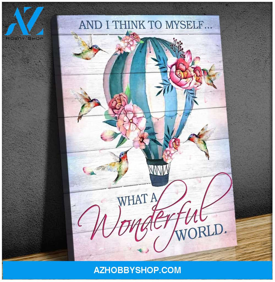 Hummingbird Hot Air Balloon Premium Wall Art Canvas